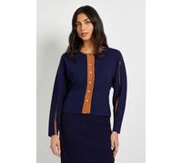 Wallis Women's Contrast Knitted Jacket in Navy | Size: XL Wallis Navy XL