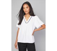 Wallis Women's Contrast Short Sleeve Overhead Shirt in Ivory | Size: 18 Wallis Ivory 18