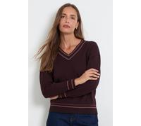 Wallis Women's Contrast Stitch Detail Jumper in Chocolate | Size: XL Wallis Chocolate XL