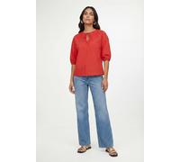Wallis Women's Cotton Lace Puff Sleeve Top in Red | Size: 18 Wallis Red 18