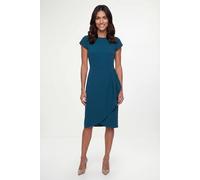 Wallis Women's Crepe Cowl Wrap Midi Dress in Teal | Size: 16 Wallis Teal 16