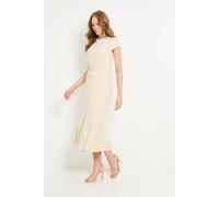 Wallis Women's Crepe Embellished Twist Midi Dress in Stone | Size: 12 Wallis Stone 12