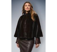 Wallis Women's Cropped Faux Fur Cape in Dark Brown | Size: 22 Wallis Dark Brown 22