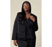 Wallis Women's Curve Tie Detail Jacket in Black | Size: 18 Wallis Black 18