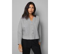 Wallis Women's Curved Knitted Jacket in Grey | Size: Medium Wallis Grey M