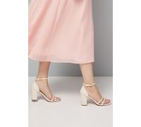 Wallis Women's Damiana Faux Leather Pearl Detail High Block Heel Sandals in Bone | Size: 4 Wallis Bone 4