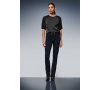 Wallis Women's Devore Velvet Puff Sleeve Top in Black | Size: 14 Wallis Black 14