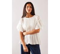 Wallis Women's Dobby Lace Detail Top in White | Size: 14 Wallis White 14