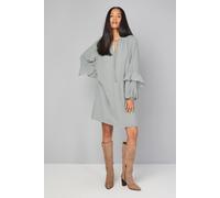 Wallis Women's Dobby Ruffle Sleeve Shift Dress in Turquoise | Size: 20 Wallis Turquoise 20