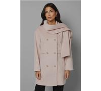 Wallis Double Breasted Scarf Detail Coat In Pink pink 18