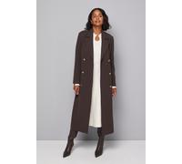Wallis Women's Double Crepe Trench Coat in Chocolate | Size: 18 Wallis Chocolate 18