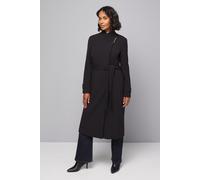 Wallis Women's Double Crepe Wrap Belted Coat in Black | Size: 20 Wallis Black 20
