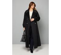 Wallis Women's Elastic Cuff Collar Detail Maxi Coat in Black | Size: 16 Wallis Black 16
