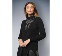 Wallis Women's Embellished Bow Blouson Jumper in Black | Size: Large Wallis Black L