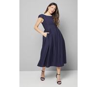 Wallis Women's Embellished Ottoman Twill Midi Dress in Navy | Size: 10 Wallis Navy 10