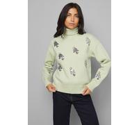 Wallis Women's Embellished Roll Neck Jumper in Sage | Size: Small Wallis Sage S