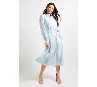 Wallis Women's Embroidered Organza Midi Shirt Dress in Blue | Size: 10 Wallis Blue 10