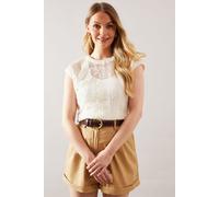 Wallis Women's Embroidered Short Sleeve Top in Ivory | Size: 20 Wallis Ivory 20