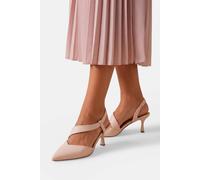 Wallis Women's Evelyn Asymmetric Slingback Kitten Heel Comfort Sock Court Shoes in Blush | Size: 3 Wallis Blush 3