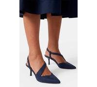 Wallis Women's Evelyn Asymmetric Slingback Kitten Heel Comfort Sock Court Shoes in Navy | Size: 4 Wallis Navy 4