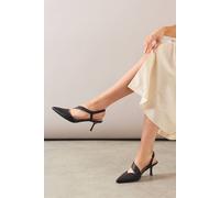 Wallis Women's Evelyn Asymmetric Slingback Kitten Heel Court Shoes in Black | Size: 3