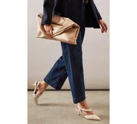 Wallis Women's Evelyn Asymmetric Slingback Kitten Heel Court Shoes in Bone | Size: 6 Wallis Bone 6