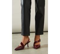 Wallis Women's Evelyn Asymmetric Slingback Kitten Heel Court Shoes in Dark Red | Size: 3 Wallis Dark Red 3