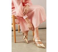 Wallis Women's Evelyn Asymmetric Slingback Kitten Heel Court Shoes in Gold | Size: 3 Wallis Gold 3