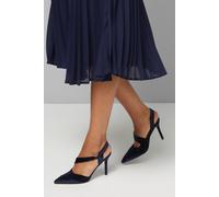Wallis Women's Everly Velvet Asymmetric Pointed Stiletto High Heel Court Shoes in Navy | Size: 7 Wallis Navy 7