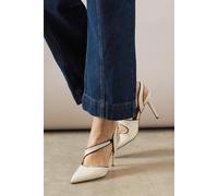 Wallis Women's Evie Asymmetric Strap Contrast Piping High Heel Court Shoes in Mono | Size: 7 Wallis Mono 7