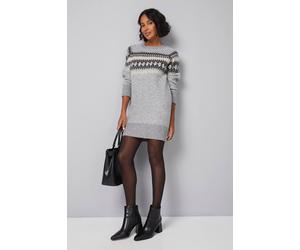 Wallis Women's Fairisle Tunic Dress in Grey | Size: Small Wallis Grey S