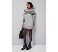 Wallis Women's Fairisle Tunic Dress in Grey | Size: XL Wallis Grey XL