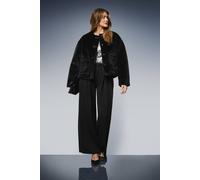 Wallis Women's Faux Fur Button Detail Coat in Black | Size: 20 Wallis Black 20