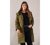 Wallis Women's Faux Fur Hood Padded Coat in Khaki | Size: 10 Wallis Khaki 10