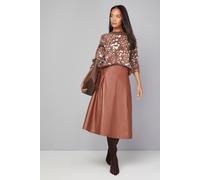 Wallis Women's Faux Leather Midi Skirt in Tan | Size: 18 Wallis Tan 18