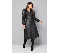 Wallis Women's Faux Leather Snaffle Buckle Midi Dress in Black | Size: 8 Wallis Black 8