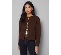 Wallis Women's Fitted Double Button Knitted Jacket in Dark Brown | Size: Small Wallis Dark Brown S
