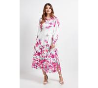 Wallis Women's Floral Belted Midi Shirt Dress in Ivory | Size: 16 Wallis Ivory 16