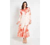 Wallis Women's Floral Belted Midi Shirt Dress in Orange | Size: 20 Wallis Orange 20