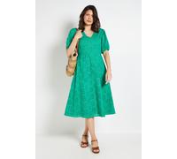 Wallis Women's Floral Broderie Fit & Flare Midi Dress in Green | Size: 18 Wallis Green 18
