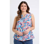 Wallis Women's Floral Collarless Button Sleeveless Top in Teal | Size: 12 Wallis Teal 12