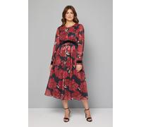 Wallis Women's Floral Contrast Velvet Midi Dress in Black | Size: 14 Wallis Black 14