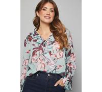 Wallis Women's Floral Double Ruffle Blouse in Blue | Size: 8 Wallis Blue 8
