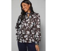 Wallis Women's Floral Jacquard High Neck Blouse in Chocolate | Size: 14 Wallis Chocolate 14