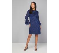 Wallis Women's Floral Jacquard Ruffle Shift Dress in Navy | Size: 12 Wallis Navy 12