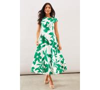 Wallis Women's Floral Ottoman Fit & Flare Midaxi Dress in Green | Size: 8 Wallis Green 8