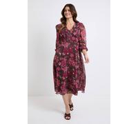 Wallis Women's Floral pintuck Zip Midi Dress in Chocolate | Size: 18 Wallis Chocolate 18