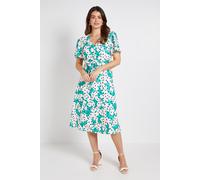 Wallis Women's Floral Polka Dot Tie Front Midi Dress in Green | Size: 16 Wallis Green 16