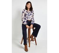 Wallis Women's Floral Print Button Through Top in Navy | Size: 12 Wallis Navy 12