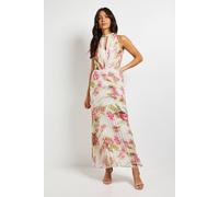 Wallis Women's Floral Print Pleated Maxi Dress in Ivory | Size: 14 Wallis Ivory 14